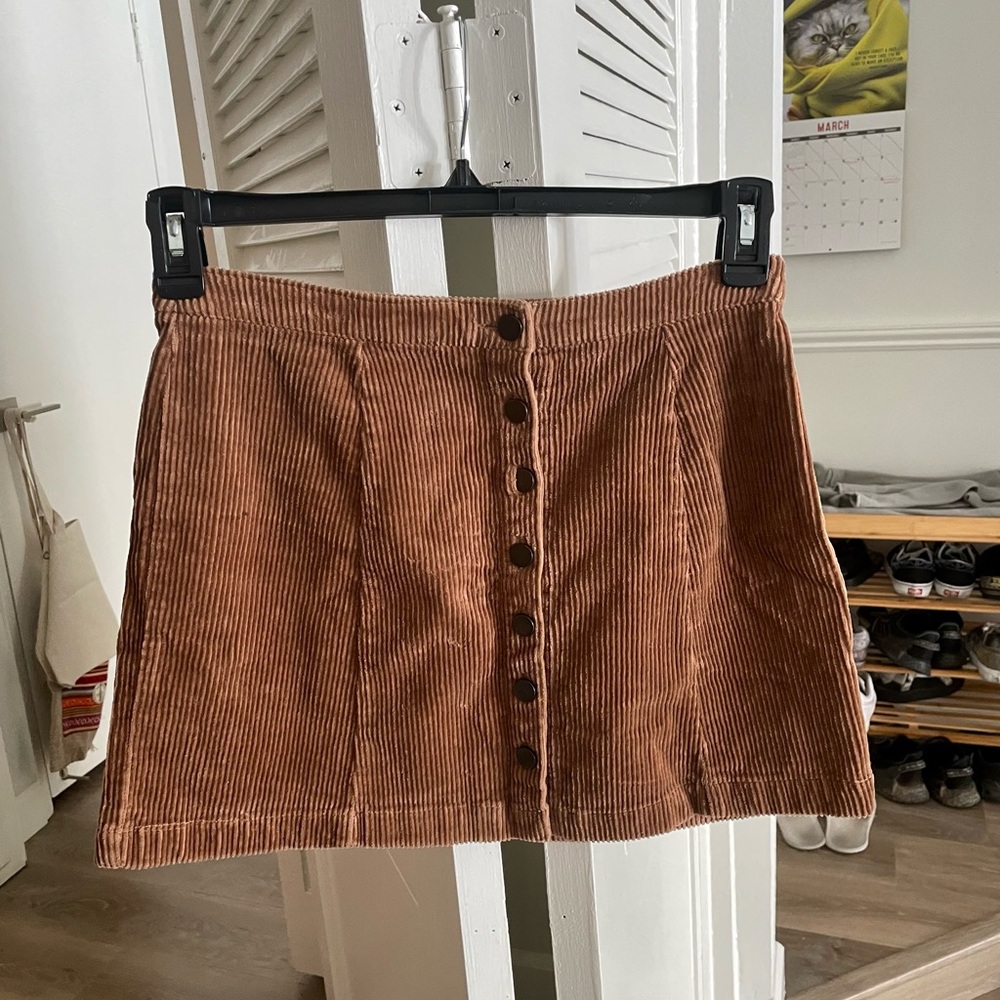 Forever 21 Brown Corduroy Button-Up Skirt